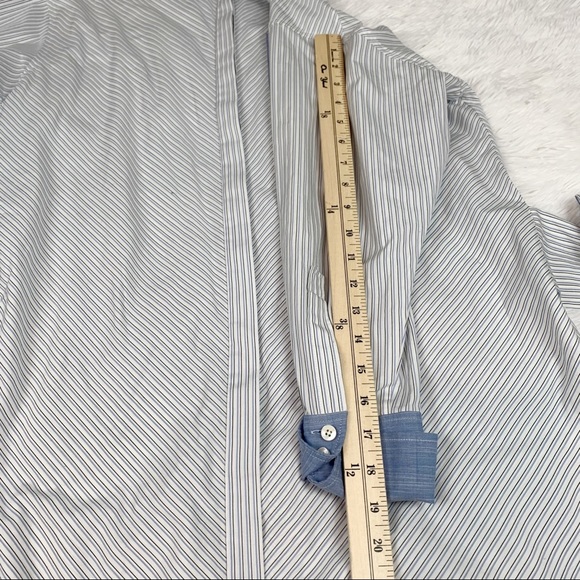 Frame contrast striped wrapped tie waist shirt dress button up pocket - Picture 8 of 12